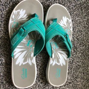 Clarks Brinkley Jazz Sandals/Flip Flops - Aqua - Women's Size 9 (US)